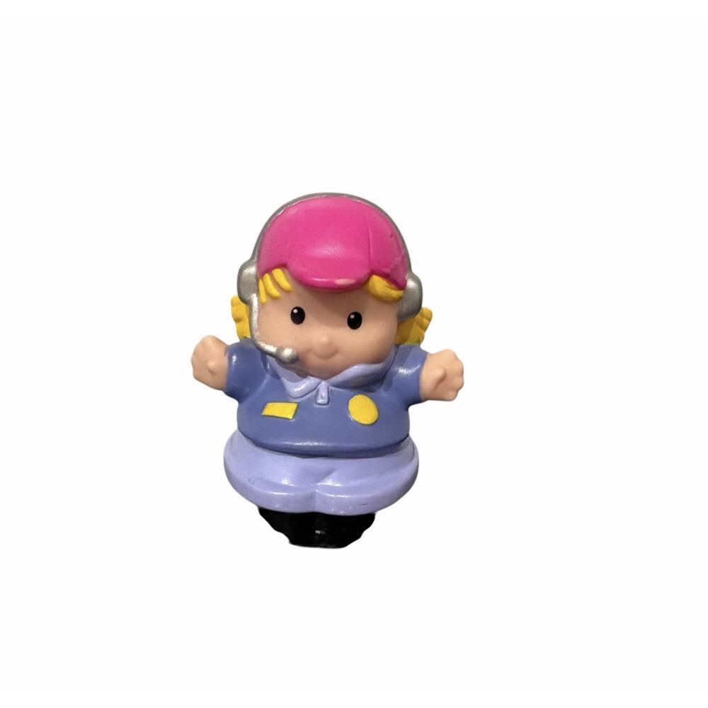 Fisher Price Little People Airplane Helicopter Pilot Paula Figure Pink Cap 2008 - Picture 5 of 7